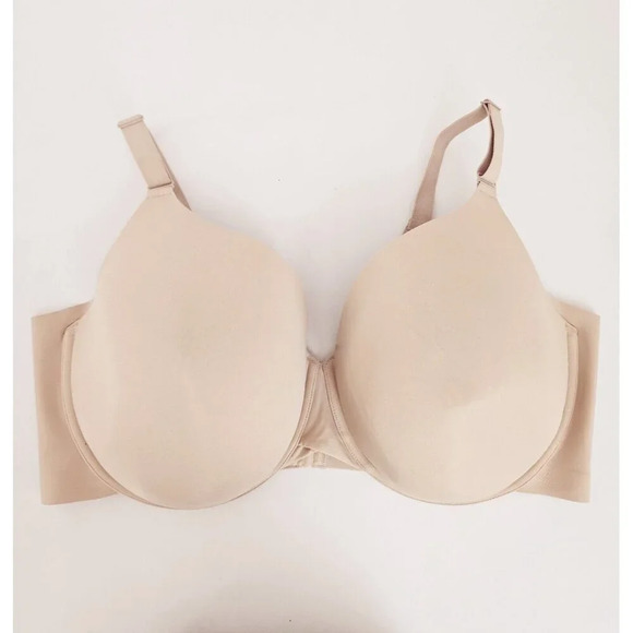 Cacique Lot Of 2 Full Coverage Figure Lined Underwire Beige Grey Lace Bra 46G - Picture 3 of 16